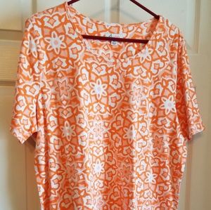 Denim & Co. Tee shirt, XL, Orange